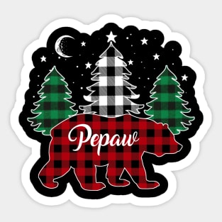 Pepaw Bear Buffalo Red Plaid Matching Family Christmas Sticker